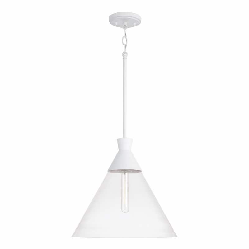 Paloma 1-light Hanging Pendant w/ Clear Glass - Textured White