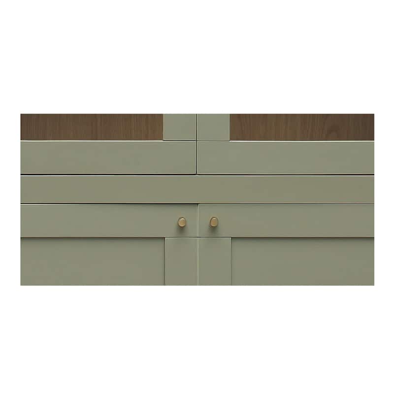 NADAAL STUDIOS Delmira Tall Cabinet, Millwork-Inspired with Glass Front and Dowel Legs, Green