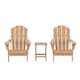 (2) Laguna Folding Adirondack Chairs and Side Table Set - Teak
