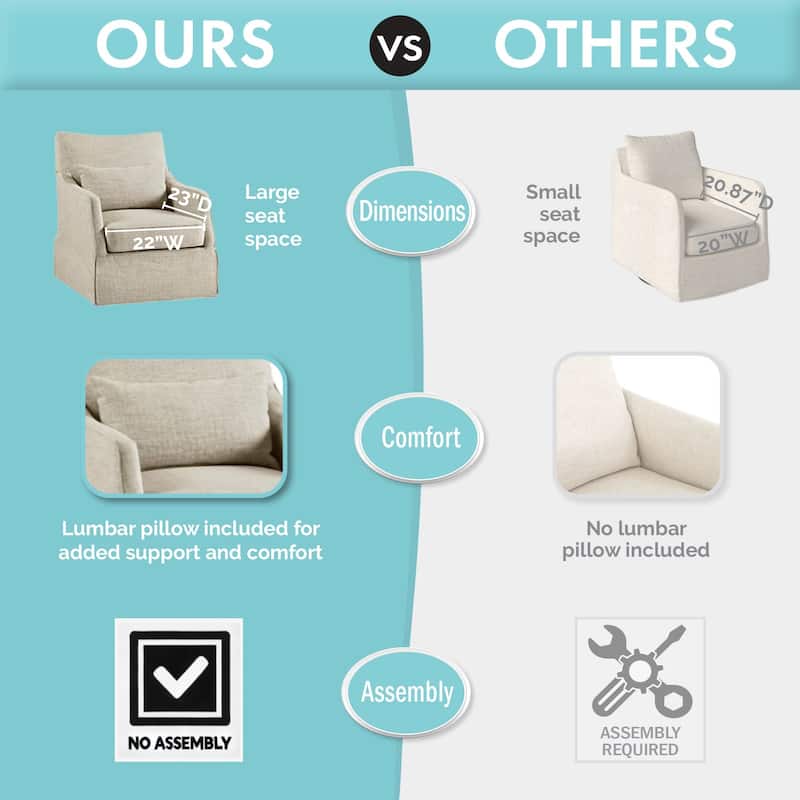 Martha Stewart London Upholstered Skirted Swivel Armchair with Lumbar Pillow