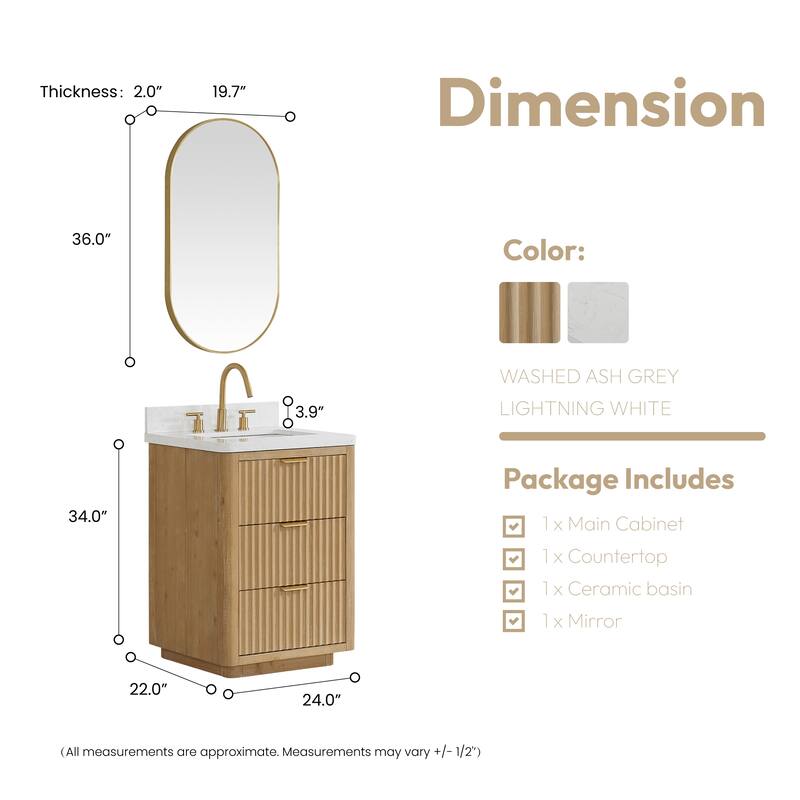 Cadiz Bath Vanity with Composite Stone Top and Mirror