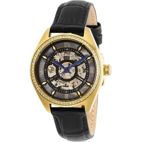 Invicta Women's 26353 'Objet D Art' Automatic Black Leather Watch