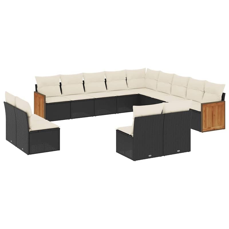 vidaXL Patio Sofa Set with Cushions Outdoor Conversation Furniture Poly Rattan