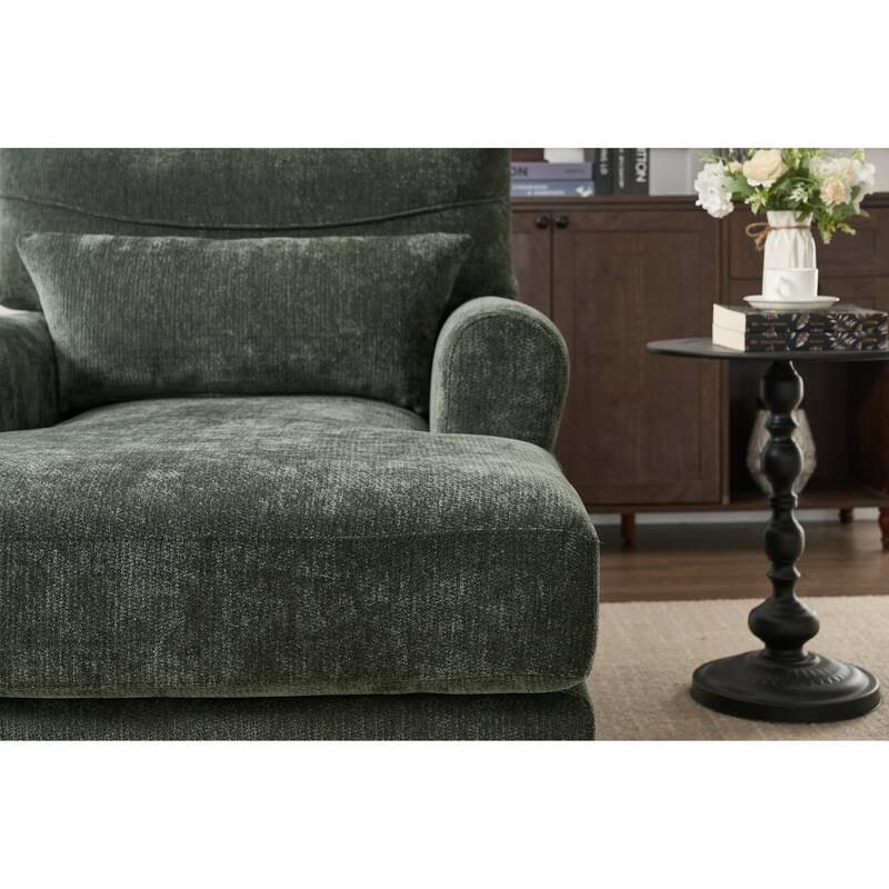 GDFStudio - Marcelline Chaise Lounge Recliner with Solid Wood Frame and Cushion