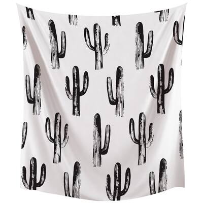 Black & White Cactus Small Tapestry