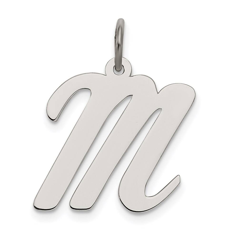 925 Sterling Silver Large Script Initial M Pendant
