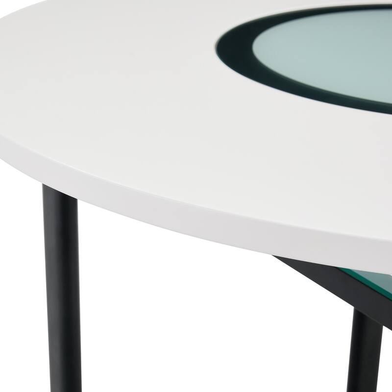 5-Piece Round Dining Table Set, 42" Kitchen Table and Chairs Set for 4 with Lower Storage Shelf