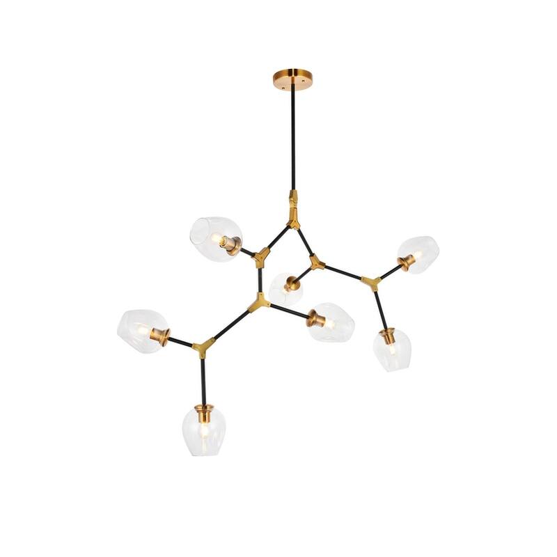 Cavoli 7 light in Light Antique Brass and Flat Black Pendant - Light Antique Brass and Flat Black