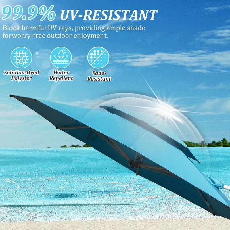 Aluminum Patio Umbrella - 360° Rotation, Hydraulic Lift