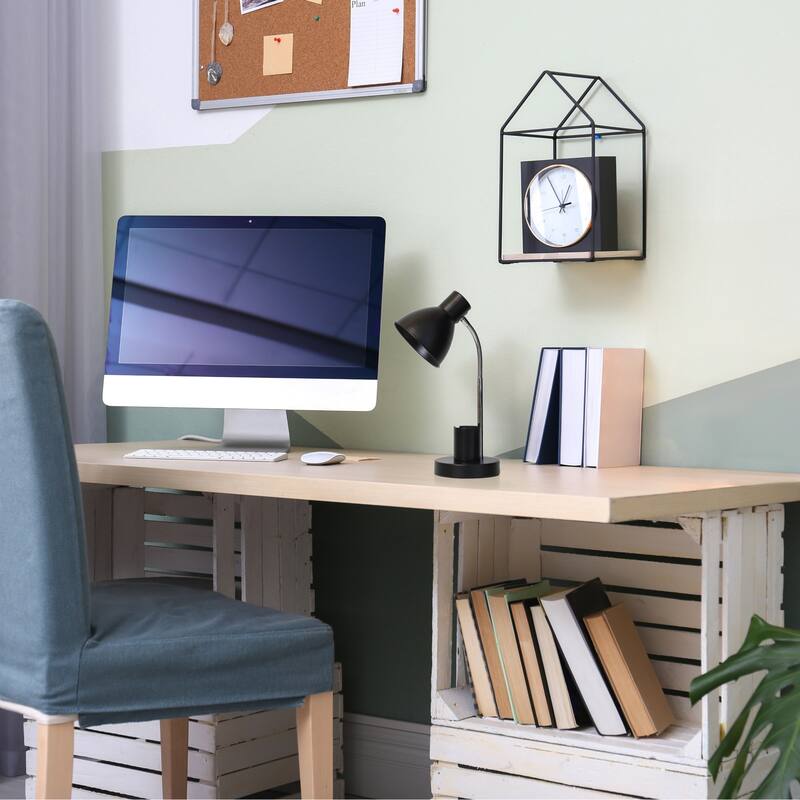 Gooseneck Desk Lamp with Adjustment Shade - 16.25" - Black