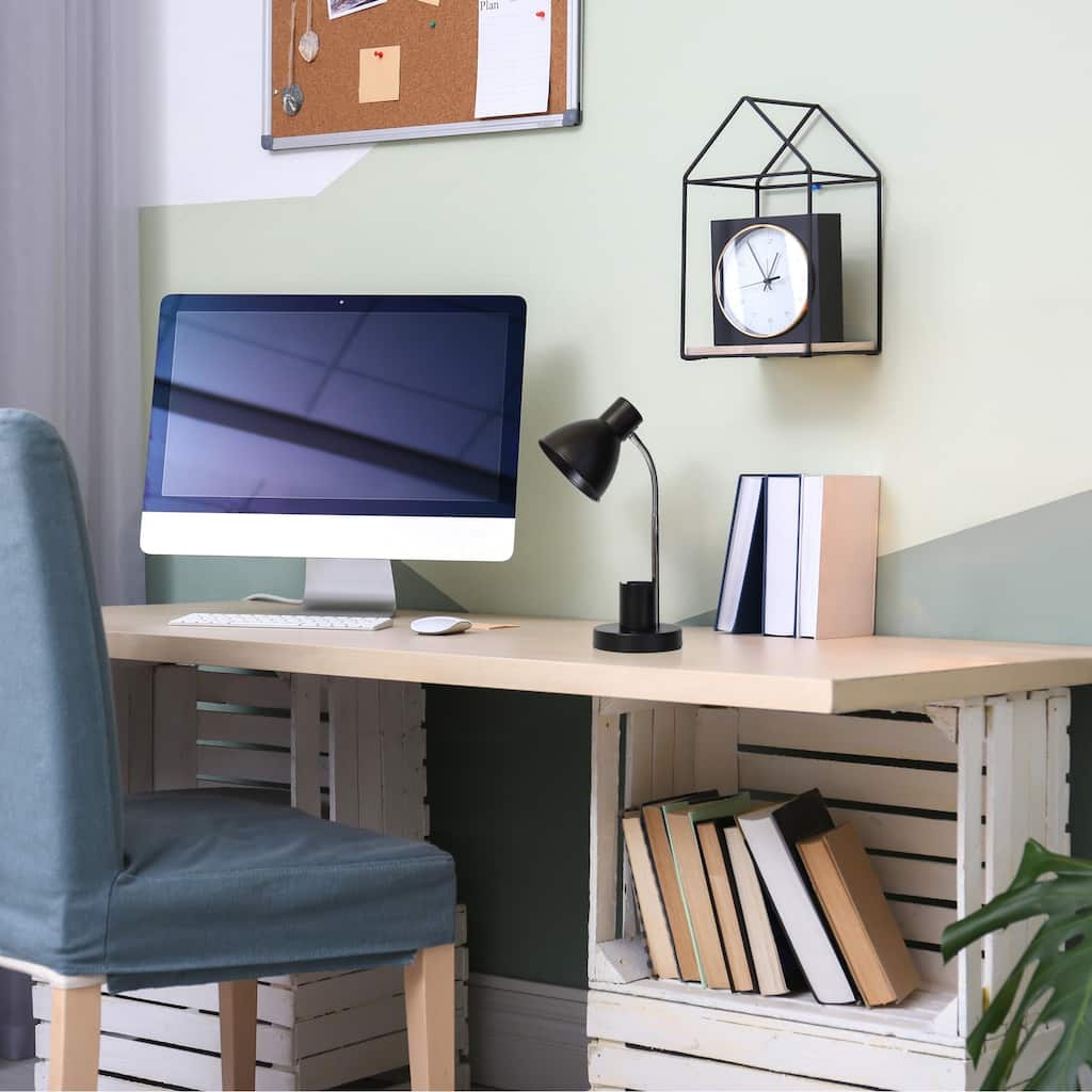 Gooseneck Desk Lamp with Adjustment Shade - 16.25" - Black