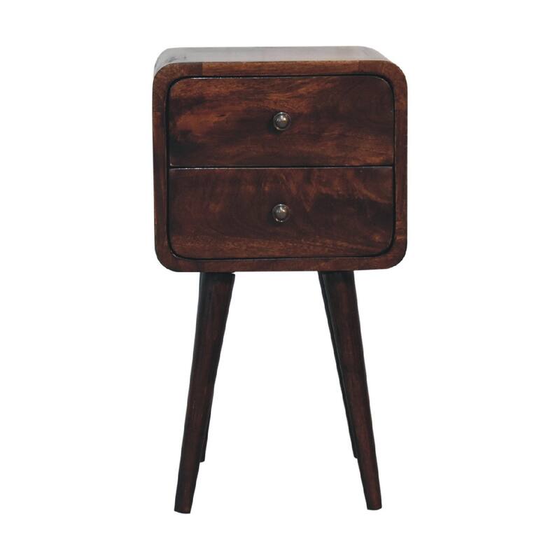 HomeRoots 22" Walnut Solid Wood Square Two Drawer Nightstand