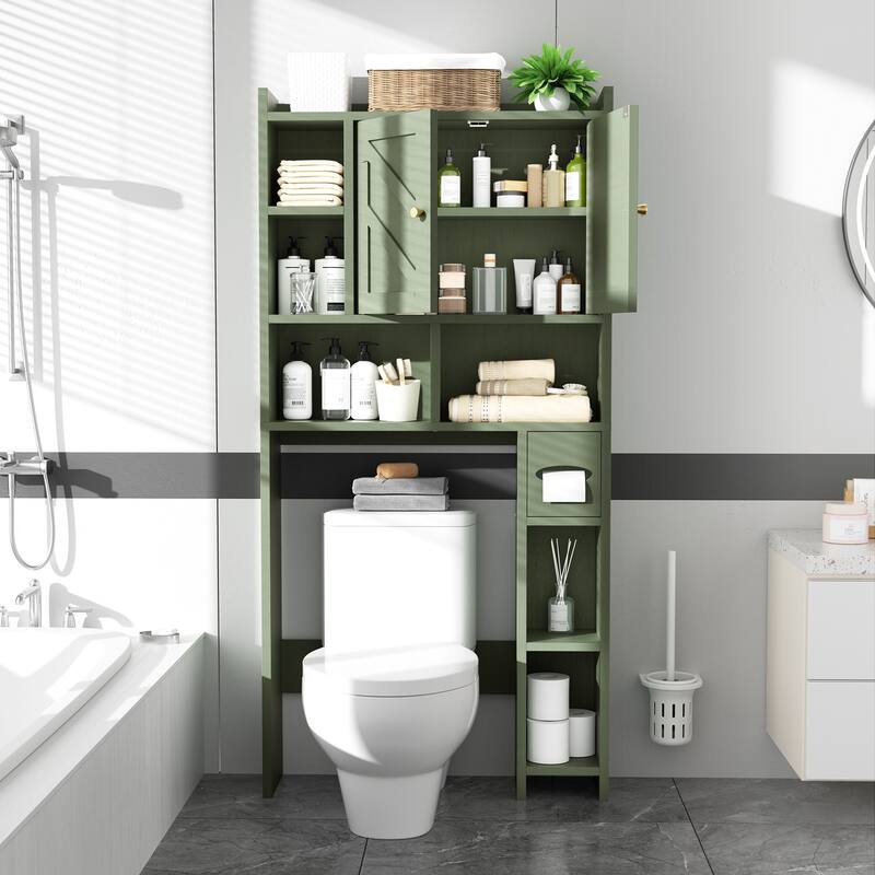 Over-The-Toilet Bathroom Storage Cabinet with Tissue Holder - N/A