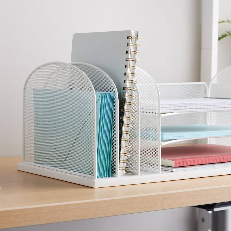 Safco Onyx 3 Horizontal/3 Upright Sections Wire Mesh Desktop Organizer - Blue