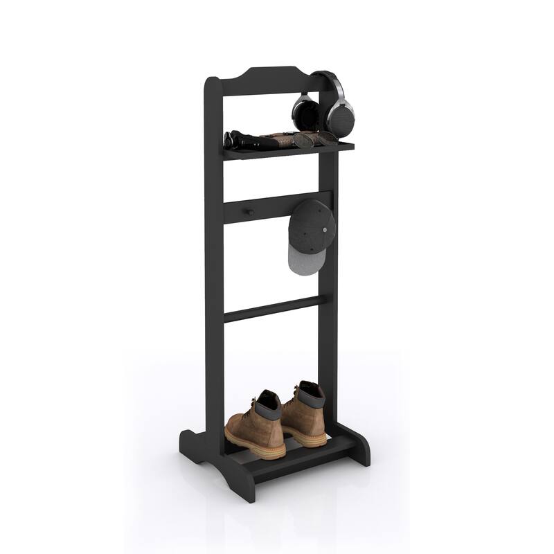Modern Minimalist Coat Rack with Portable Clothing Rack, Storage Shelf, White Finish, for Entrance and Hallway, Living Room