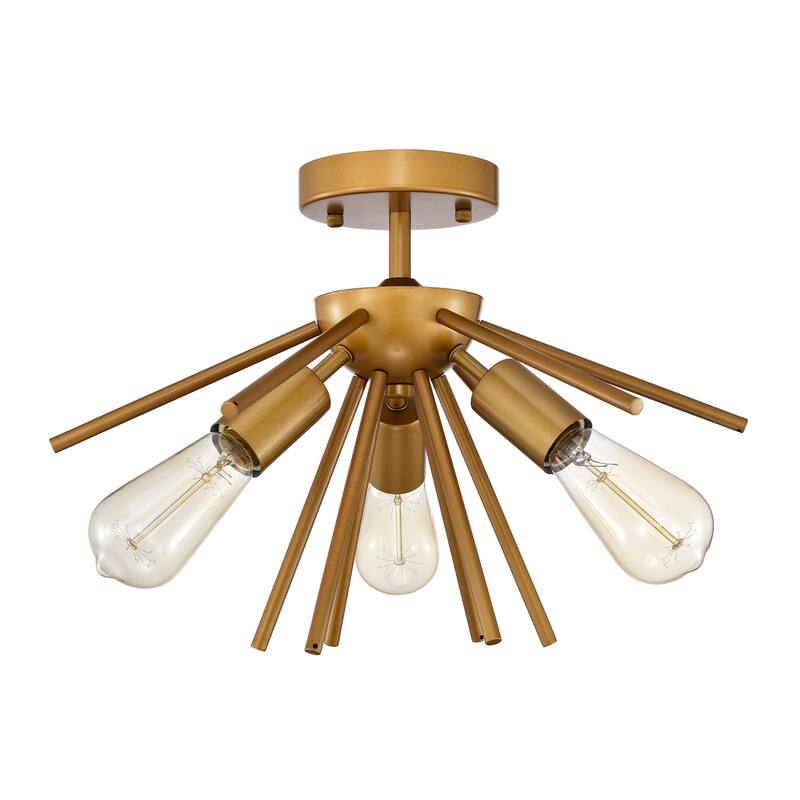 Caleb 3-Light Mid-Century Modern Sputnik Semi-Flush Mount