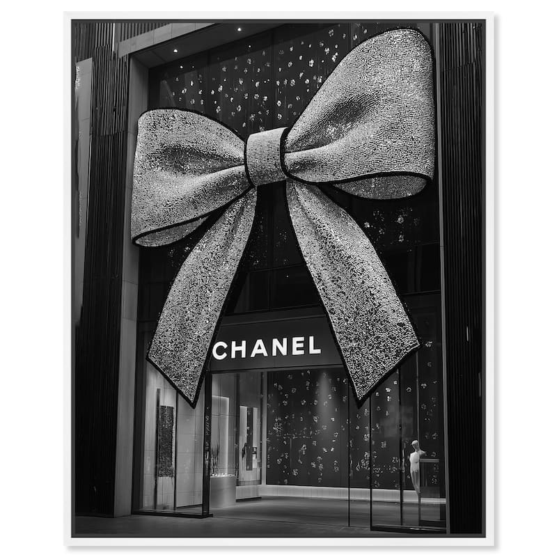 Big Bow Noir Store Canvas by Art Remedy - 36" x 45" - White