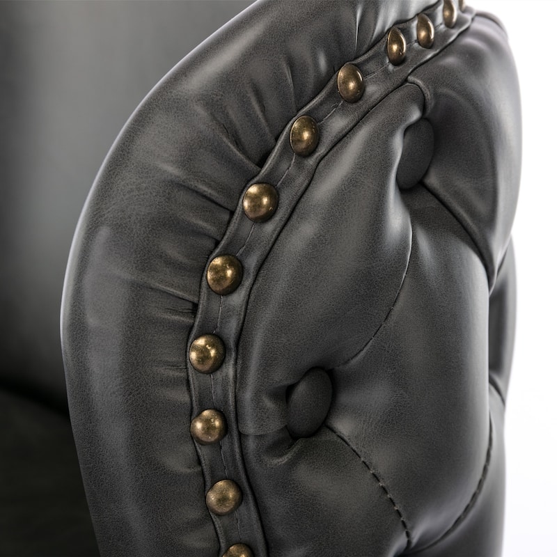 PU Upholstered Swivel Barstools Adjusatble Seat Height, Set of 2