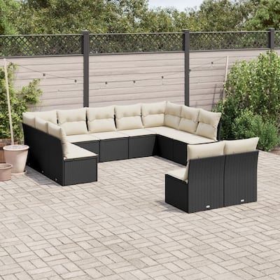 vidaXL Garden Sofa Set Black, Cream White - 24.4 x 24.4 x 27.2