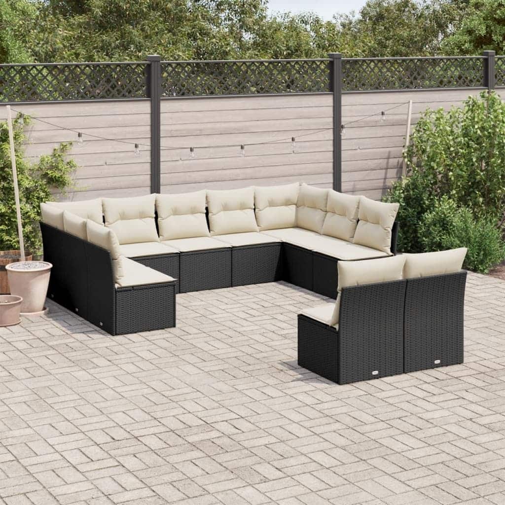 vidaXL Garden Sofa Set Black, Cream White - 24.4 x 24.4 x 27.2