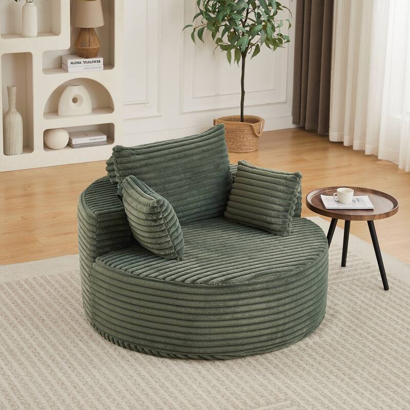 Corduroy Sponge single sofa,No Assembly Required,Fluffy Modern Sleeper Chair for Living room, Bedroom