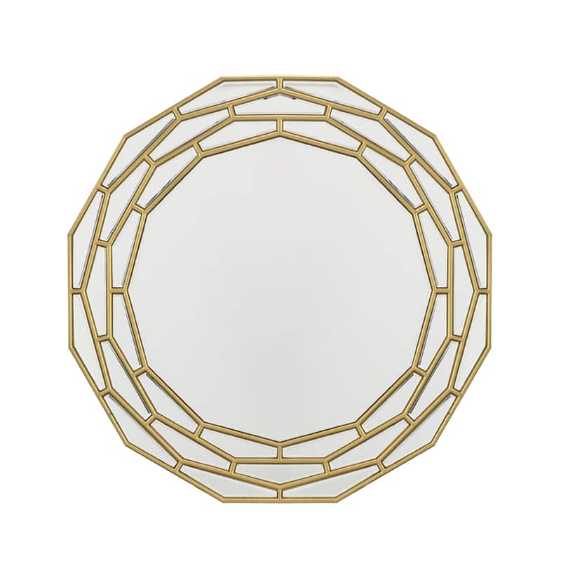 Brushed Metallic Geometric Wall Mirror - 35.5" - Gold