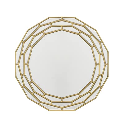 Brushed Metallic Geometric Wall Mirror - 35.5" - Gold