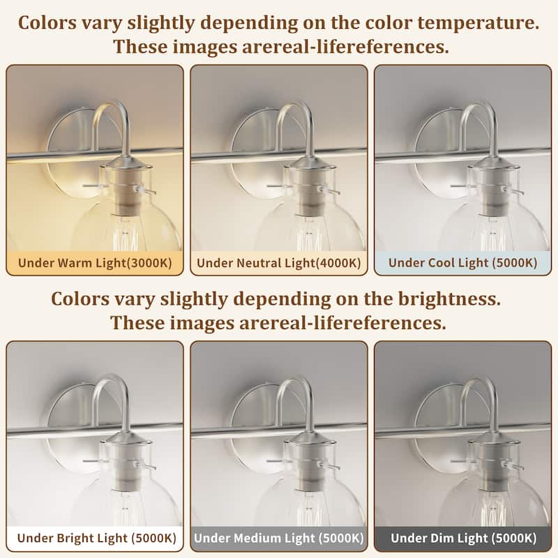 Modern 2/3/4 Bathroom Vanity Lights Clear Globe Glass Shade