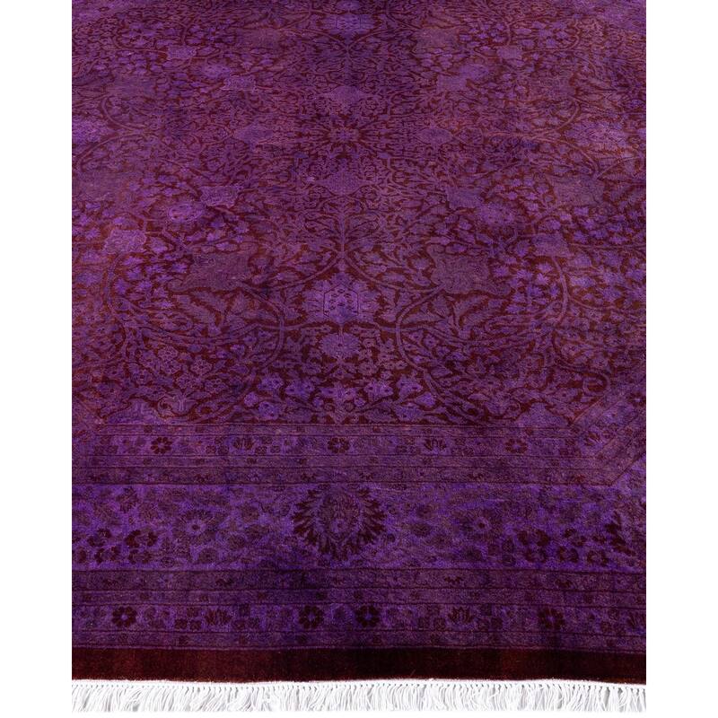 Fine Vibrance One-of-a-Kind Hand-Knotted Area Rug - Purple, 8' 1" x 8' 1" - 8' 1" x 8' 1"
