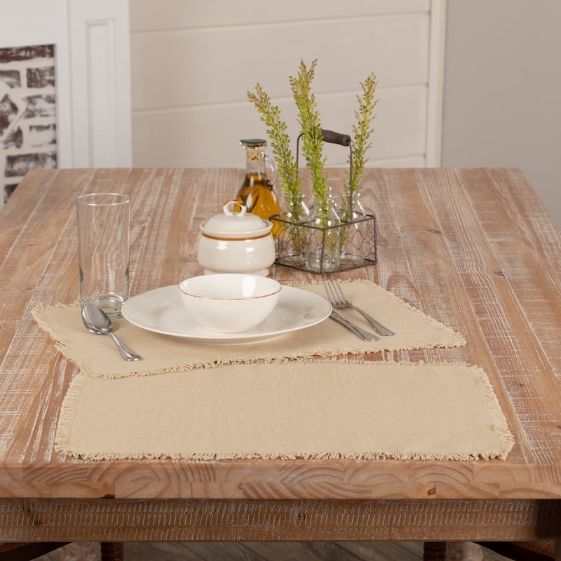 Burlap Placemat Fringed Set of 6 12x18 - Placemat 12x18
