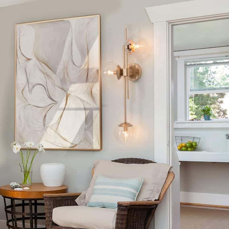 Modern Gold 3-Light Bathroom Vanity Lights Globe Glass Wall Sconces