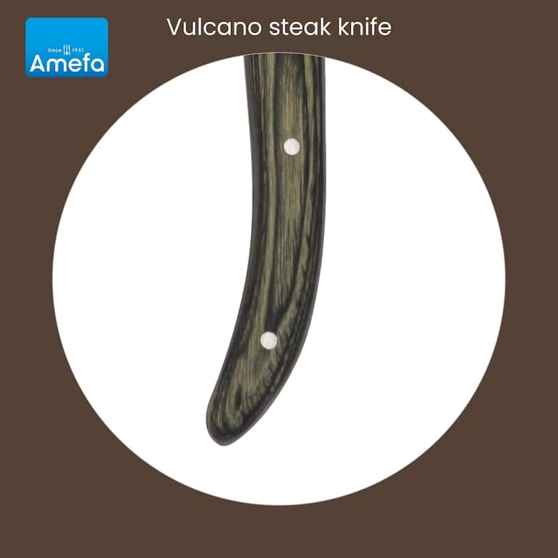 Amefa Set of 6 Lou Laguiole Vulcano Steak Knives - Silver and Pakka Wood