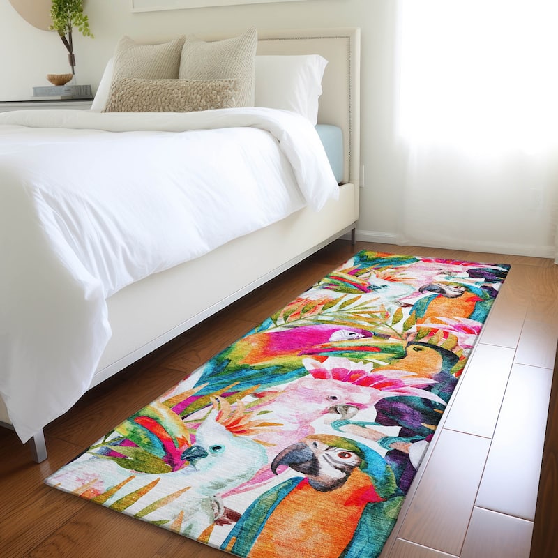 Premium Washable Super Soft Tropical Birds Mayfield Rug - Multi - 2' 3" x 7' 6" - Runner