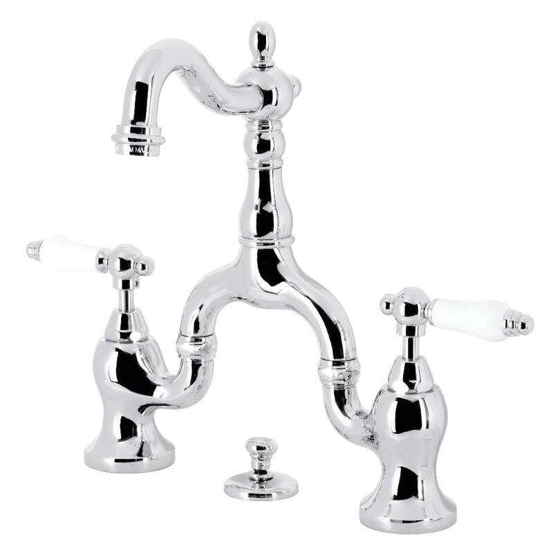 English Country Bridge Bathroom Faucet with Brass Pop-Up