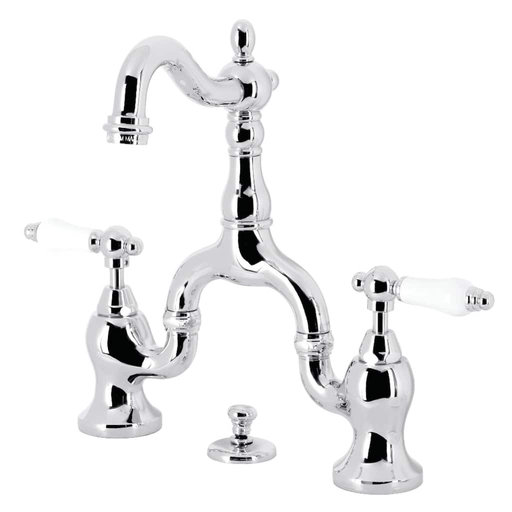 English Country Bridge Bathroom Faucet with Brass Pop-Up