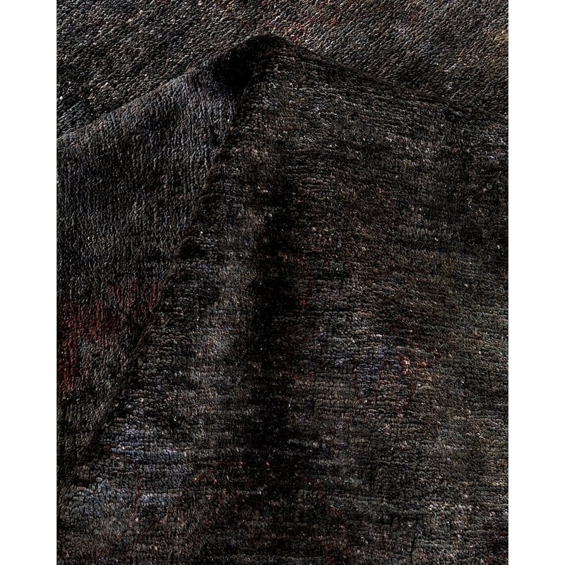 Overton Hand Knotted Wool Vintage Inspired Modern Contemporary Overdyed Black Area Rug - 6' 0" x 8' 8"