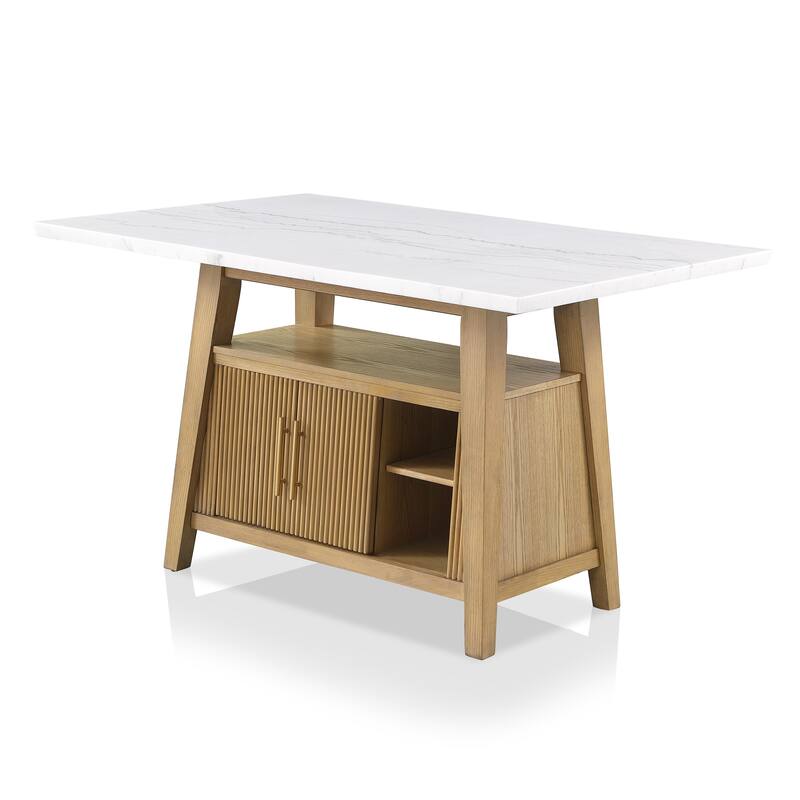 Furniture of America Nayel Modern 7-Piece Genuine Marble Counter Height Dining Table Set