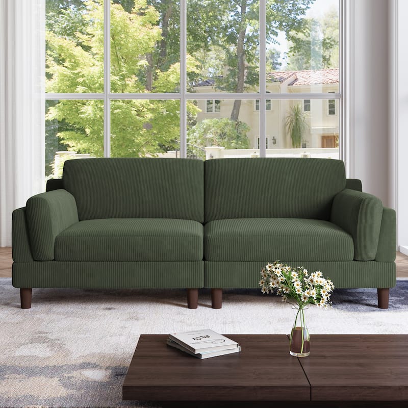90.2"W Corduroy Upholstered 2 Seater Living Room Sofa