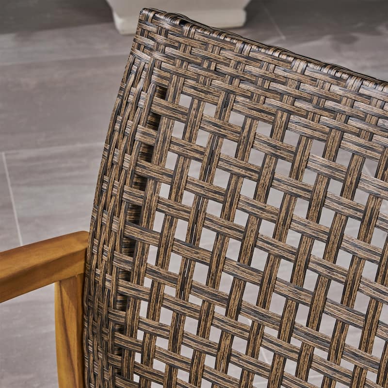 Hampton Outdoor 5-piece Wood and Wicker Sofa Chat Set by Christopher Knight Home