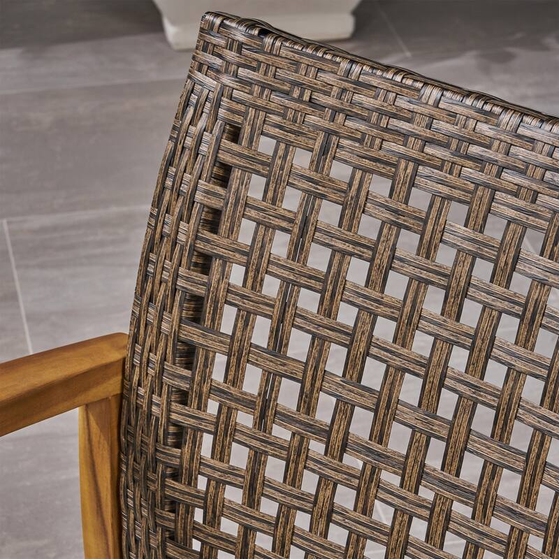 Hampton Outdoor 5-piece Wood and Wicker Sofa Chat Set by Christopher Knight Home