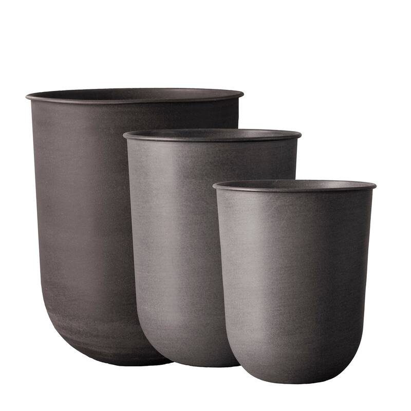 Glazed Planter Pots - 19.5" - Brown - Set of 3