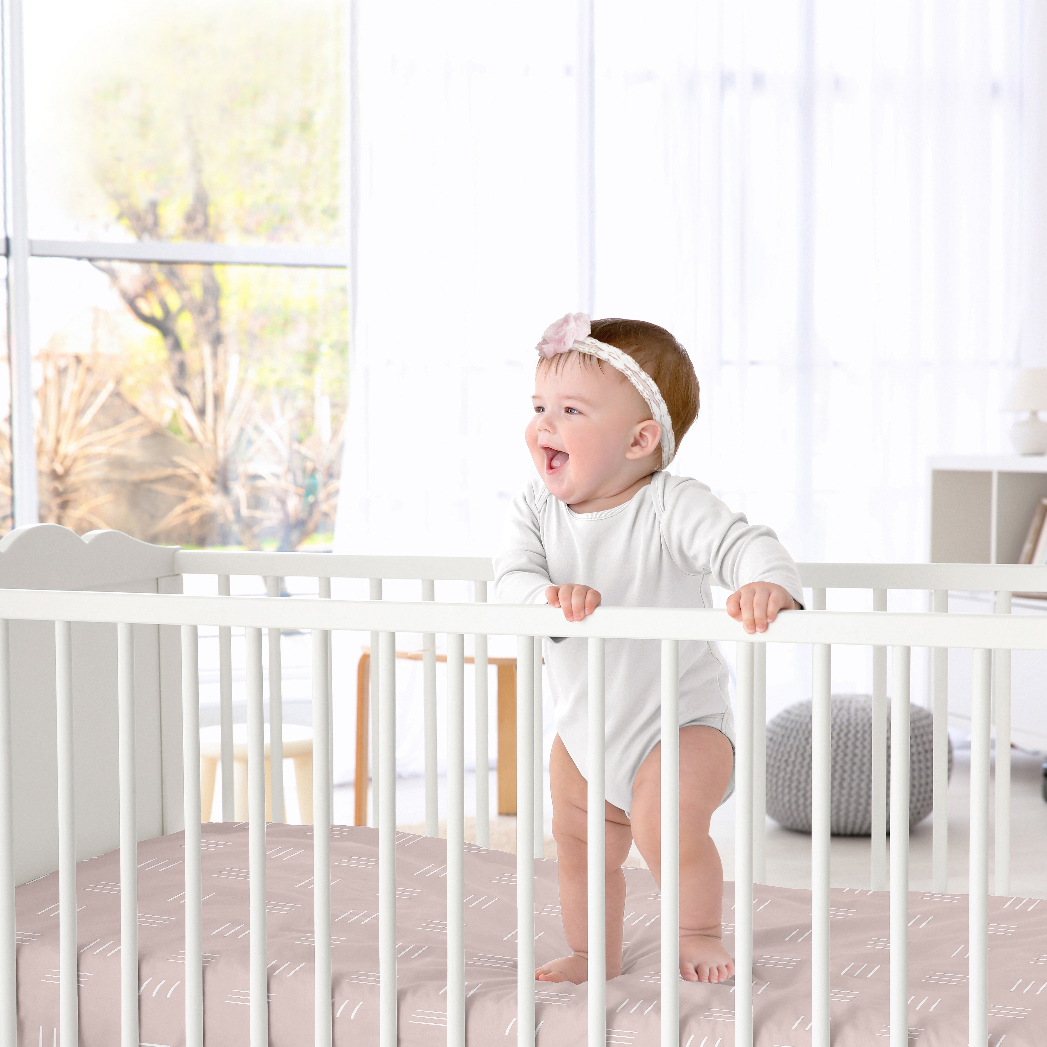 Pink and white crib sheets new arrivals