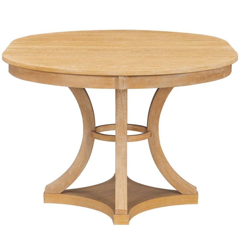 5-Piece Extendable Vintage Dining Set with Round Oak Table and 4 Padded Chairs