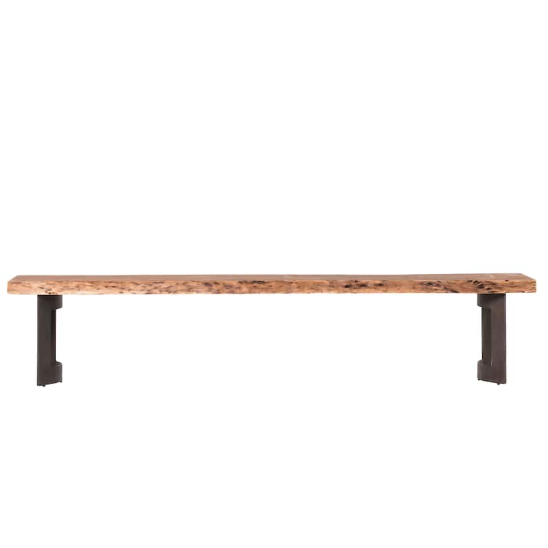 Aurelle Home Bennett Rustic Farmhouse Live Edge Bench - 92" Wide - Brown