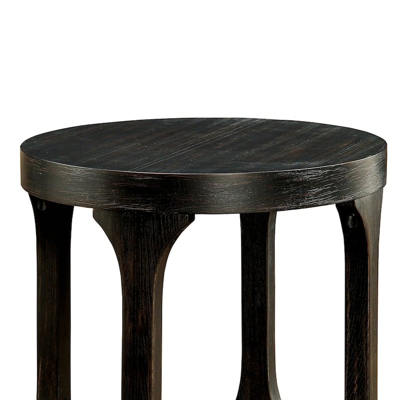 22 in. Antique Black Round Wood End Table, Sturdy Build End Side Table for Living Rooms