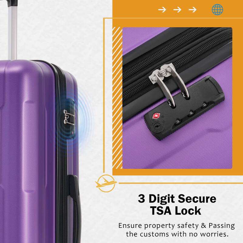 Carry On Lightweight Luggage, Suitcases with Spinner Wheels, 2 Piece Set (20/24), ABS+PC Hardshell Luggage with TSA Lock & Bags