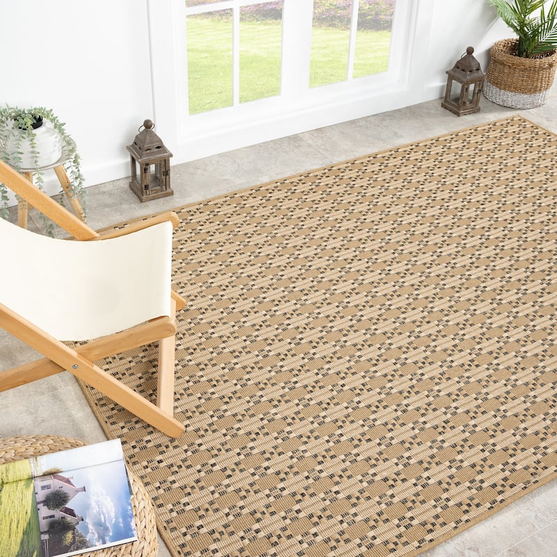 Abani Rugs Patio PAT100A Outdoor Cream Beige Seamless Area Rug
