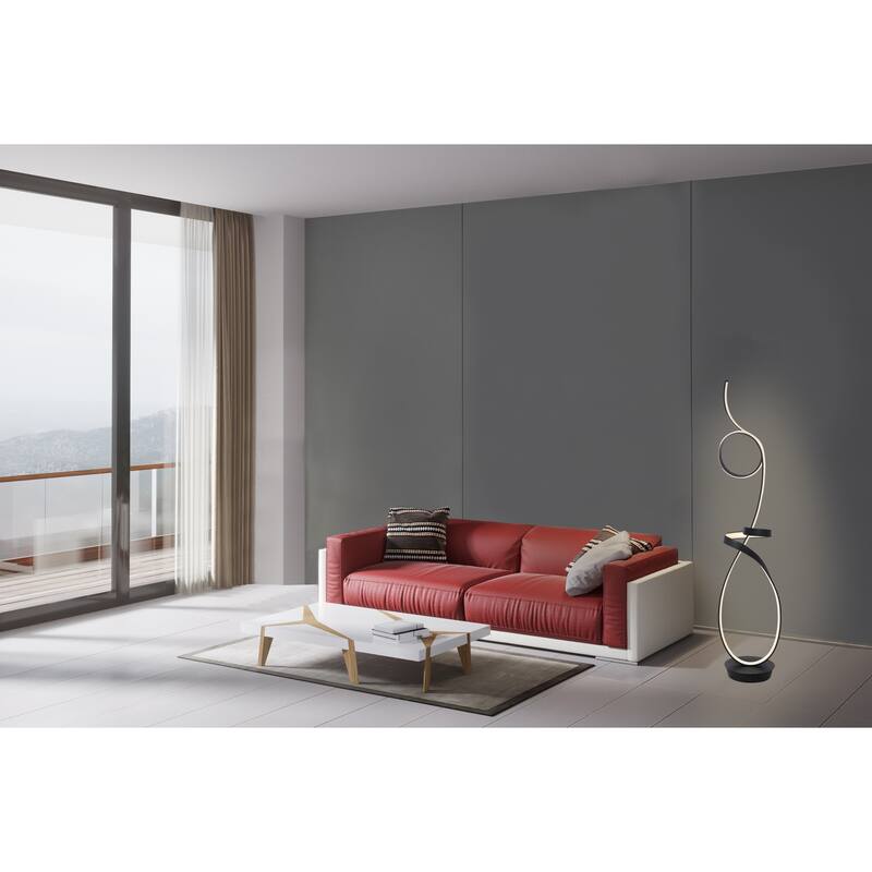 Symphonie 68W Unique Modern Design Led Floor Lamp, matte black - 63.00