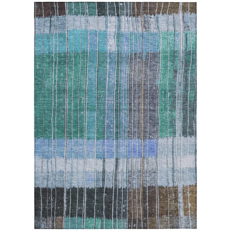 HomeRoots Striped Transitional Rectangle Outdoor Rug
