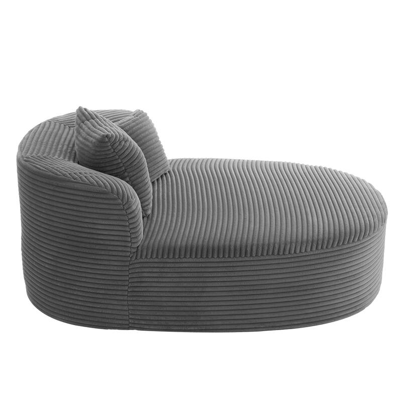 51.6" Chaise Lounge Sofa Bed - Boneless Couch with 2 Pillows - Compression Design for Living Room